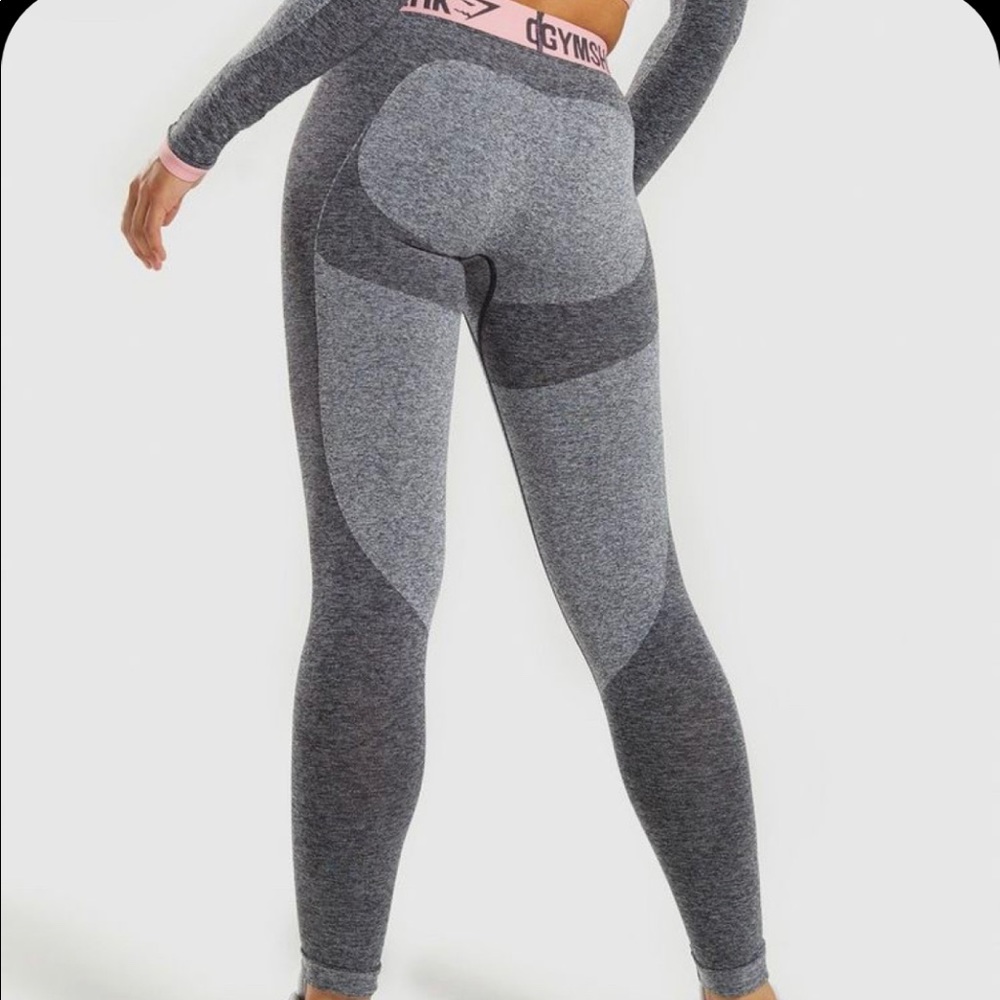Gymshark Flex Leggings - Charcoal Marl/Peach Pink